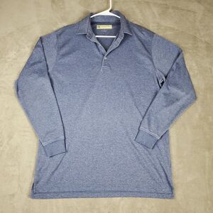 Donald Ross Polo Shirt Mens Medium Blue Long Sleeve Golf Performance Polyester